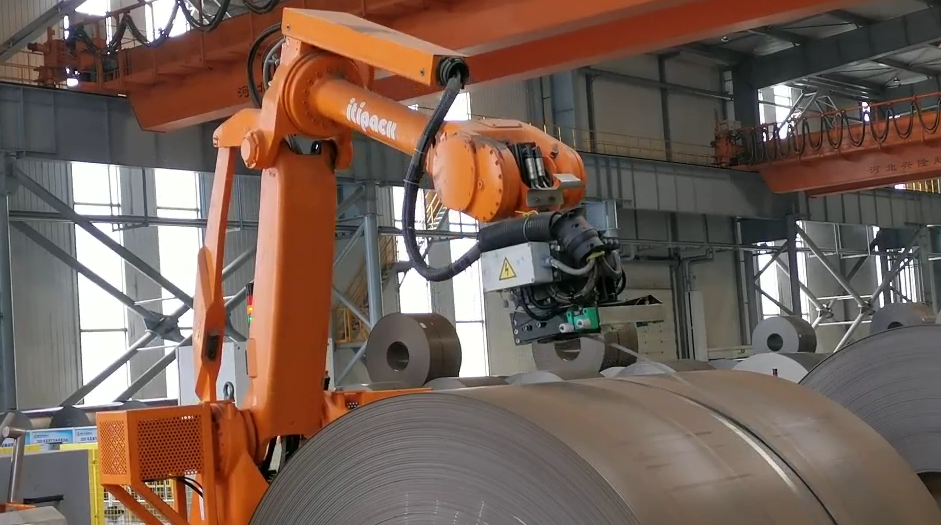 Robot autonomous shearing steel coil  